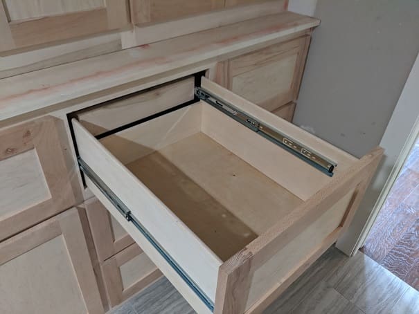 Nested drawer in the bathroom storage cabinet, inner drawer closed