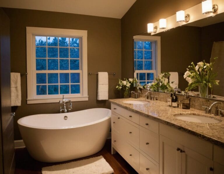 Bathroom remodel in Spring TX with custom vanity and tile