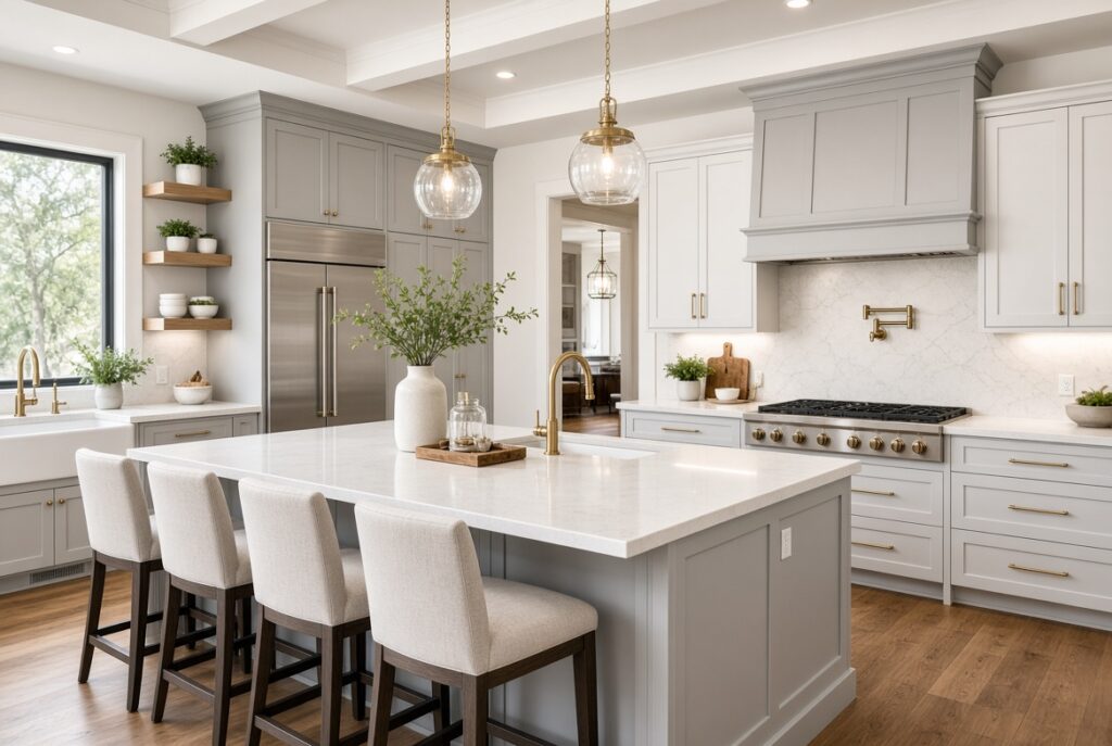 Custom kitchen cabinets in spring tx detailing clean lines and rich textures