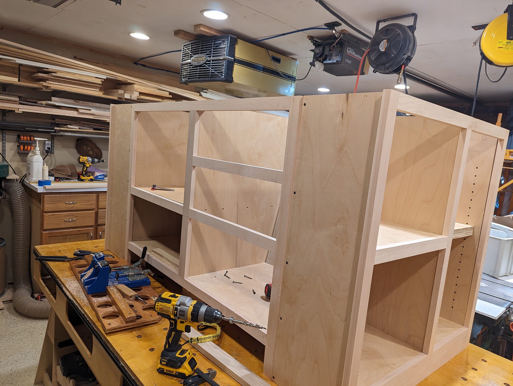Custom kitchen island being built in the Klein shop for a Houston Heights home
