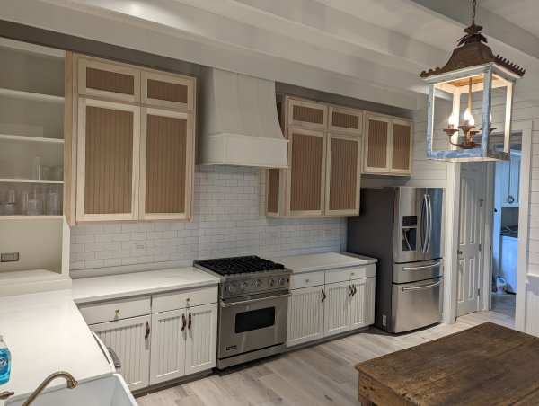 Kitchen in Hockley — new uppers built to match the lowers, before paint