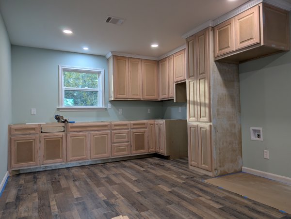 Custom kitchen cabinets mid-install, Tomball TX