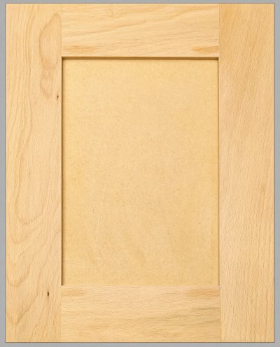 Unfinished maple shaker cabinet door, flat MDF center panel
